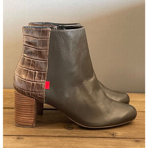 Marc Joseph New York Women's Charles St Booties Size 5.5 Brown Leather Heel Zip